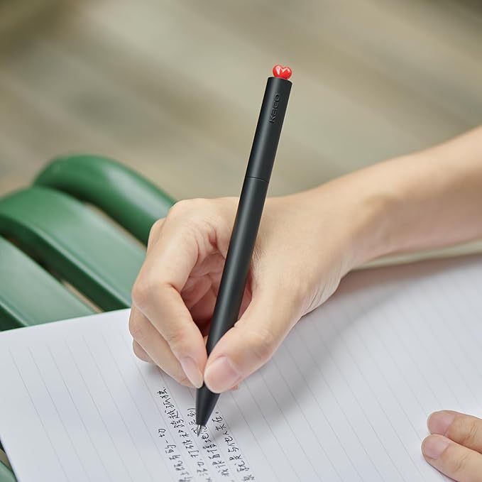 Kaco FIRST Gel Pens, Pack of 2 Pieces Cute Stationery Heart Pen Set with Extra 4 Black Refills Quick Drying Holiday Office Supplies (2 Colors)