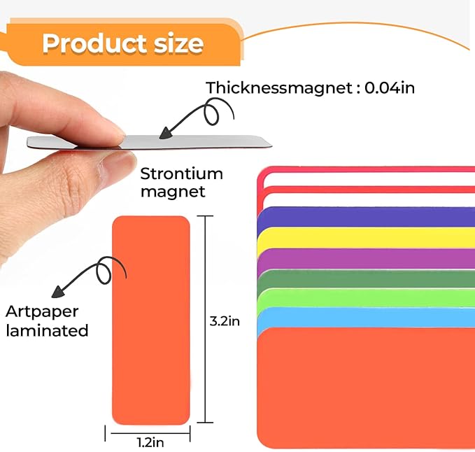 54pcs Magnetic Dry Erase Labels 9 Colorful Name Tags Flexible Reusable Magnetic Label Stickers for White Board Refrigerator Locker Size 3.2"x1.2" by Mositear