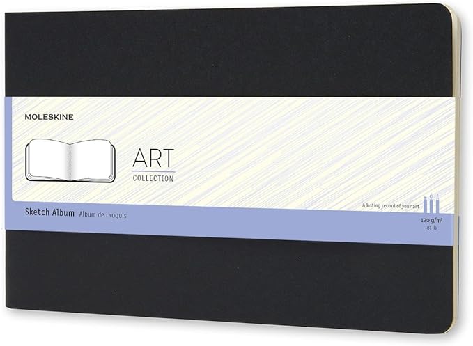 Moleskine Art Sketch Album, Hard Cover, Large (5" x 8.25") Plain/Blank, Black, 88 Pages