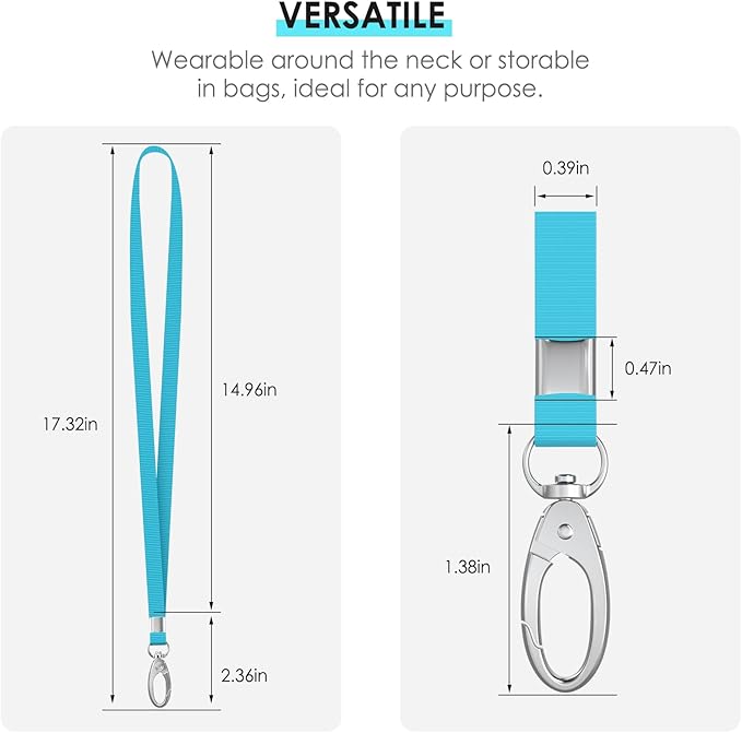 10 Pack Lanyards for ID Badges, Cruise Ship Cards, Keys, Keychain, Long-lasting Neck lanyard Strap with Clasp, Cruise Badge Key Lanyards for Men, Women, Teachers, Kids (Light Blue)