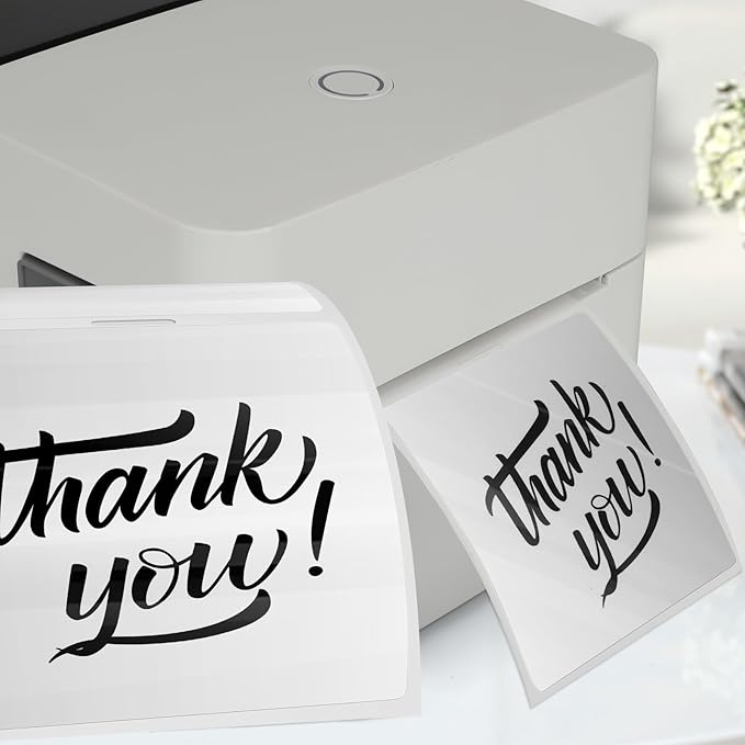 Transparent Thermal Labels 3 × 3 Inch Self Adhesive Printer Clear Stickers Vinyl Waterproof Roll Decals Rectangle Name Tag for Address Design DIY Logo Business 200 PCS