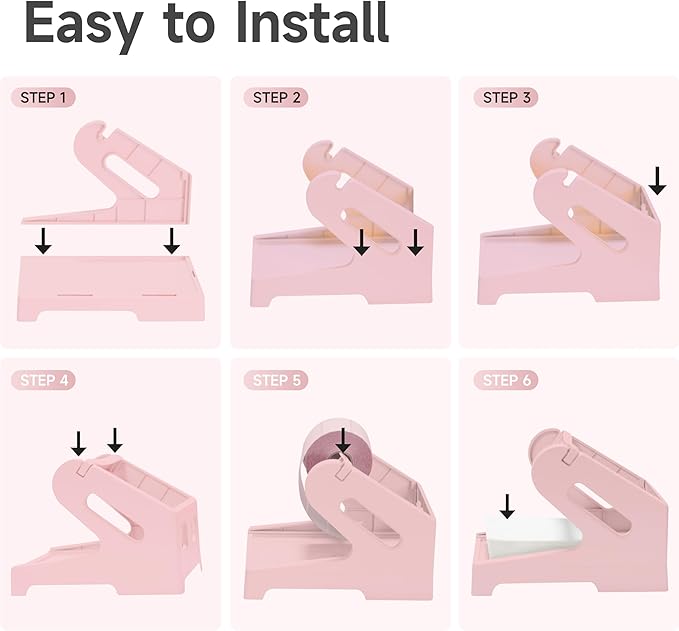 Guermok Thermal Shipping Label Holder for Rolls & Fan-Fold, Fragile Stickers for Shipping, Label Stand Desktop Printer Holder-Home Office Accessory Sticker Dispenser for Holographic (Pink)