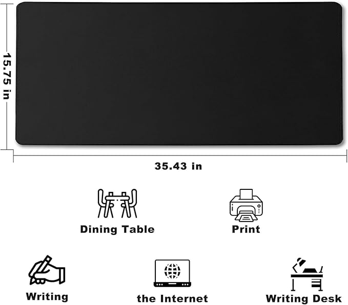 Large Mouse Pad, Desk Mat Large Office Desk Pad Gaming Mouse Pad with Stitched Edges, 35.4" x 15.7" Mousepad with Non-Slip Waterproof Rubber Base for PC Laptop Desk Home Office Accessories, Black