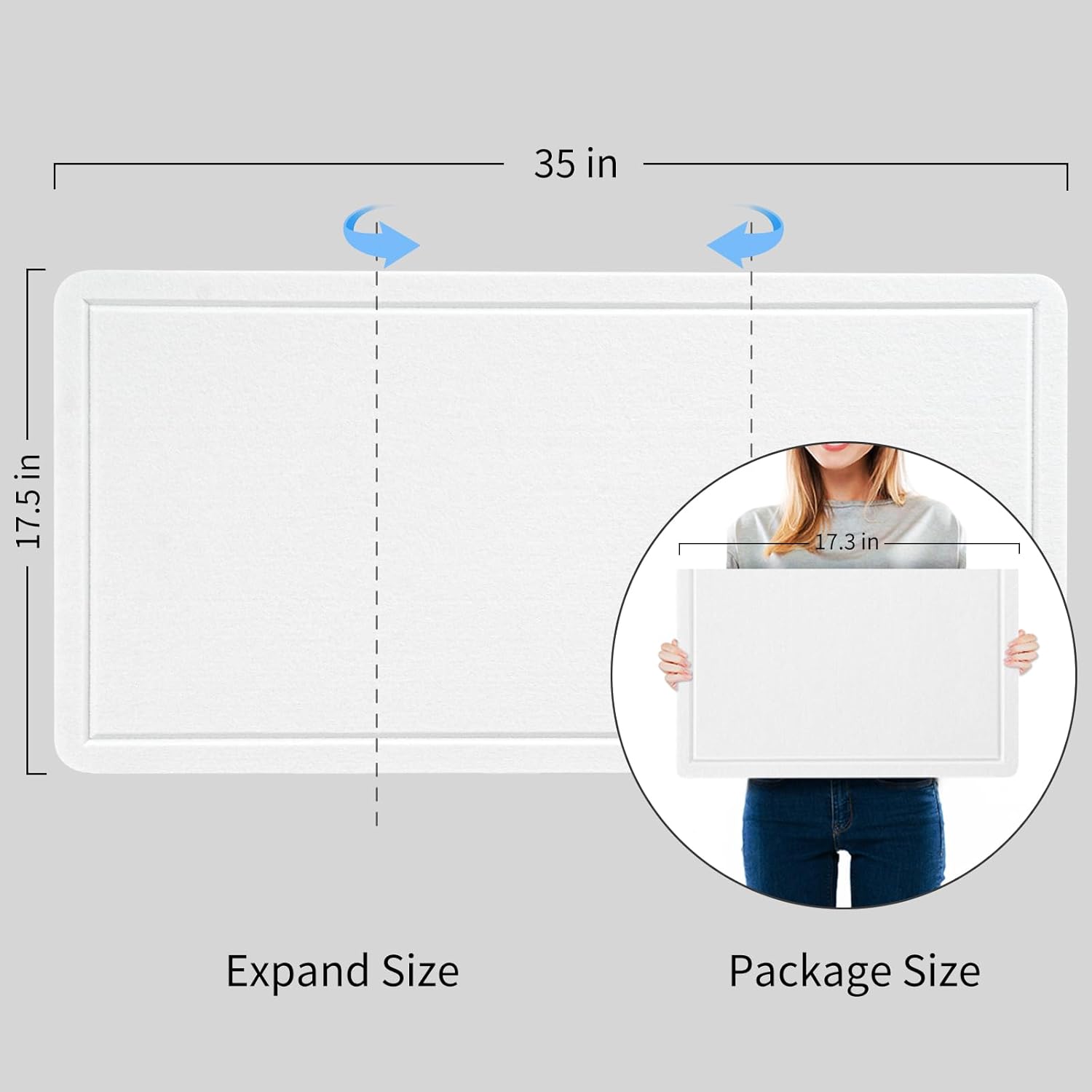 Bulletin Board, 35 x 17 1/2 inches Felt Board - Decorative Pin Board, Cork Board Alternative for Wall, Foldable Picture Board Self-Adhesive Vision Board Prayer Board with 20 Pushpins - White