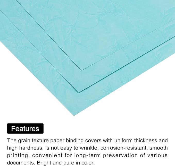 MECCANIXITY 100pcs A4 8-1/2 x 11.5 Inch Presentation Binding Covers Letter Size Leather Textured Grain Paper Un-Punched for Business Reports, Teal Blue