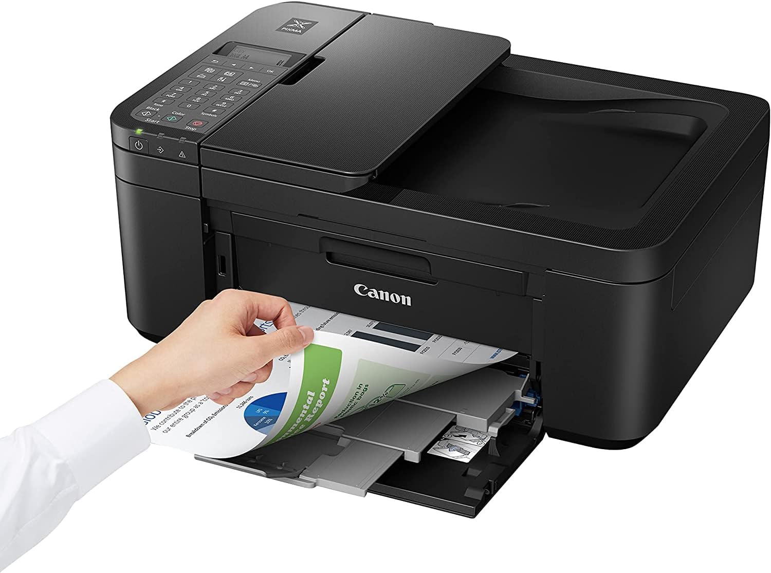 Canon PIXMA TR4720 All-in-One Wireless Printer with Auto Document Feeder, Mobile Printing, Copy, Fax and Scanner Black 5074C002 Bundle with DGE USB Connection Cable + Small Business Software Kit