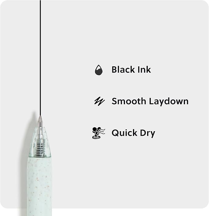 U Brands U-Eco Gel Click Pens with Refills, Set of 8, Core Speckle, Medium (0.7 mm) Point, Black Ink