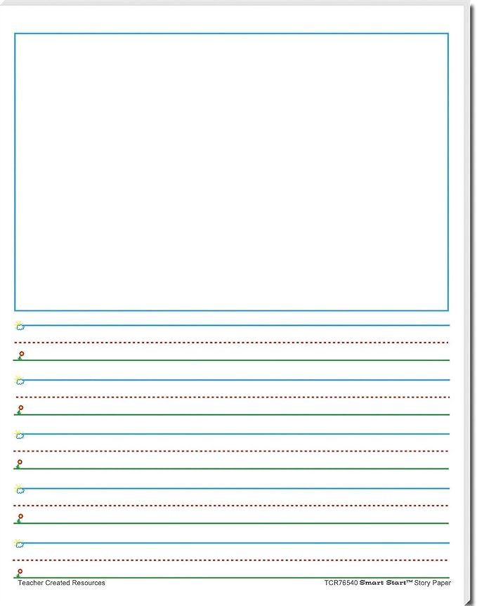Teacher Created Resources (76540) Smart Start 1-2 Story Paper: 40 sheet tablet, White