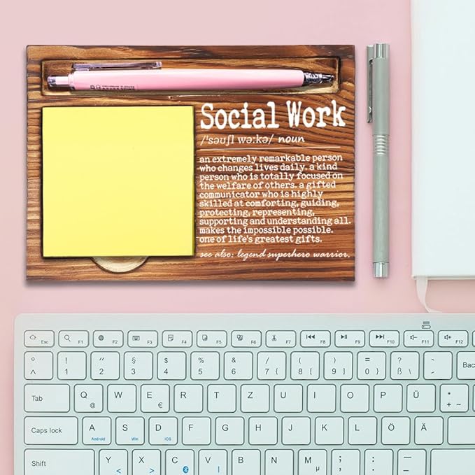 Social Worker Gifts, Thank You Appreciation Gifts for Social Worker, Going Away Gift Retirement Gift for Social Worker Coworker, Best Social Worker Gifts Self-Stick Note Pad Holders-DW53
