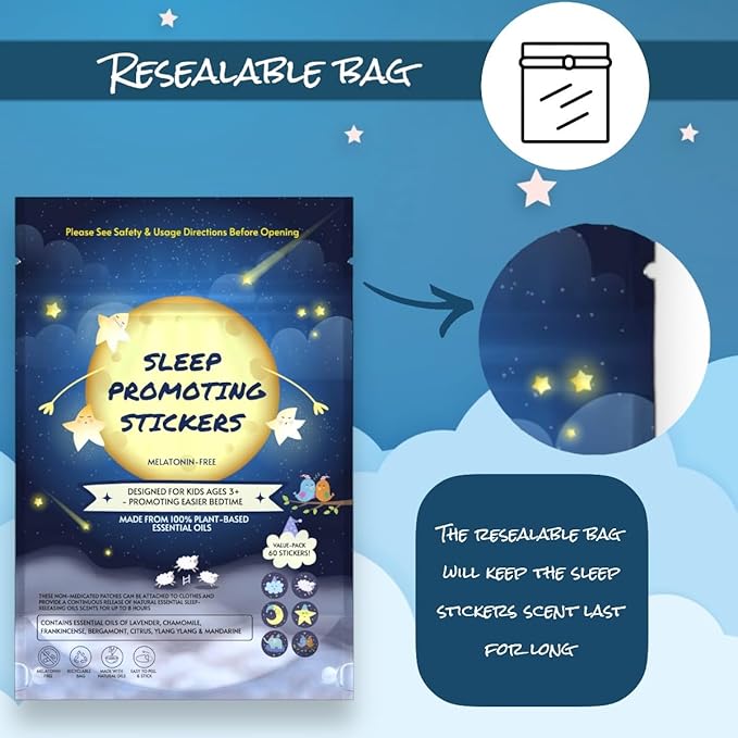 Sleep Patches for Kids and Adults - 60 Natural Essential Oils Sleep Aid Patches, Sleeping Patch for Kids & Adults, Sleep aid for Kids, Sleep Stickers, Sleeping Stickers, No Melatonin Sleep Aid