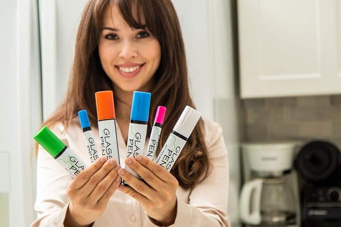 Glass Pen Window Marker: Liquid Chalk Markers for Glass, Car Marker or Mirror Pen with Washable Paint - Graduation Car Windows, Storefront Window, Wedding, Parade, Party & Holiday (Orange, Fine Tip)