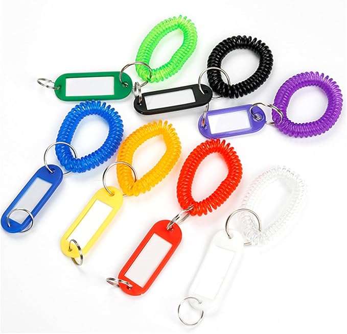 Pack of 36 Colorful Spring Spiral Wrist Coil Key Chain, Wristband Key Ring (Solid Pink)