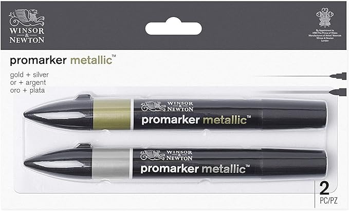 Winsor & Newton Promarker Metallic, Set of 2, Gold and Silver