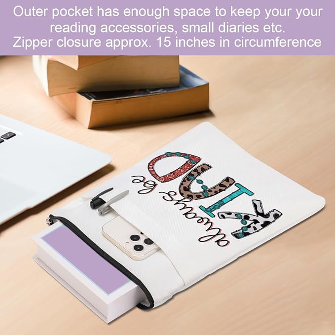 Inspirational Western Faith Christian Gifts Book Sleeve Book Cover Religious Cowgirl Accessories for Women Mom Female Friendship Christmas Birthday Book Lovers Gifts Book Protector with Zipper