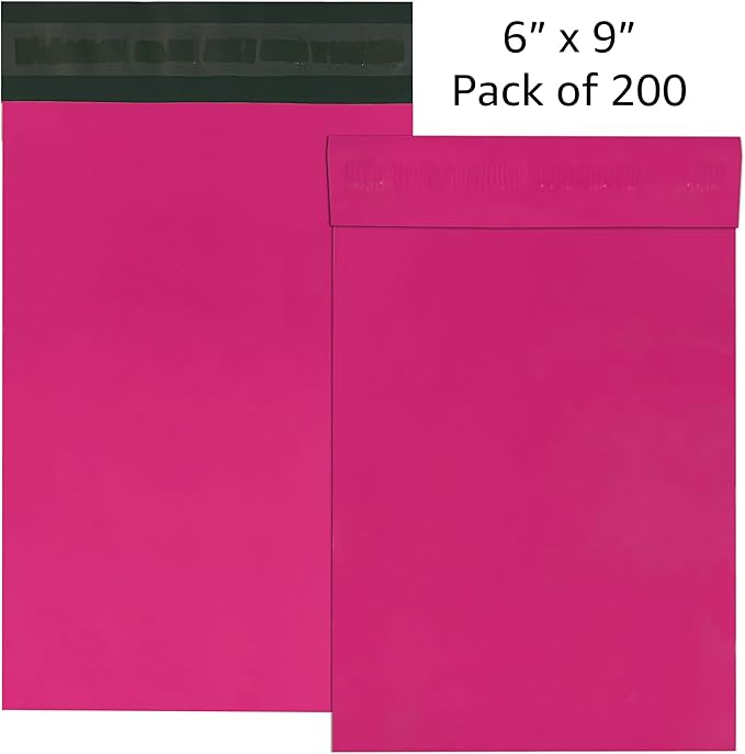 Colored Poly Mailers Pack of: Be creative with your packaging with Colored mailers (Pink, 6" x 9" pack of 200)
