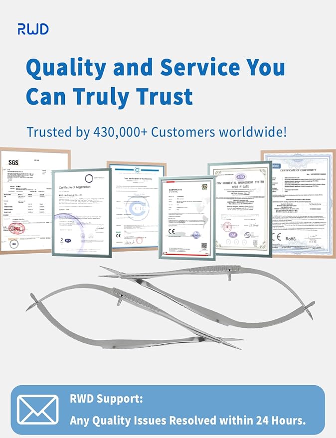 VANNAS Micro Scissors, 3.2" Straight Tapered Tip, Extra Sharp Spring Action Squeeze Scissors for Stitch Cutting, Embroidery, ENT, Eye, Skin, Dental, and Veterinary Surgery (8cm) - S11001-08