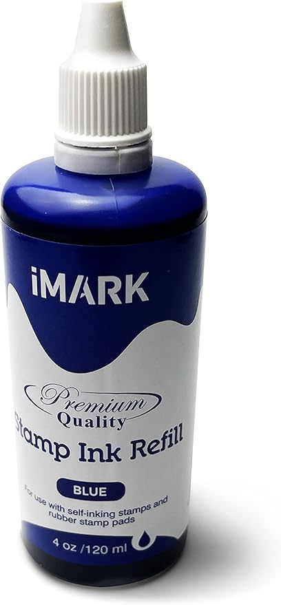 iMARK Premium Refill Ink for Self-Inking Stamps, Daters and Stamp Pads (4 oz, Blue)