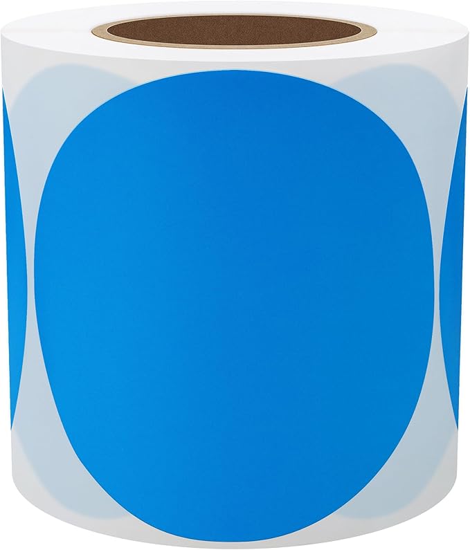 Hybsk 3 inch Circle Color Direct Thermal Stickers Shipping Labels for Barcodes,Name Tag,DIY Logo Design,QR Code,Inventory– Compatible with Zebra,Rollo,Munbyn,and More-350 pcs (3 inch,Blue)