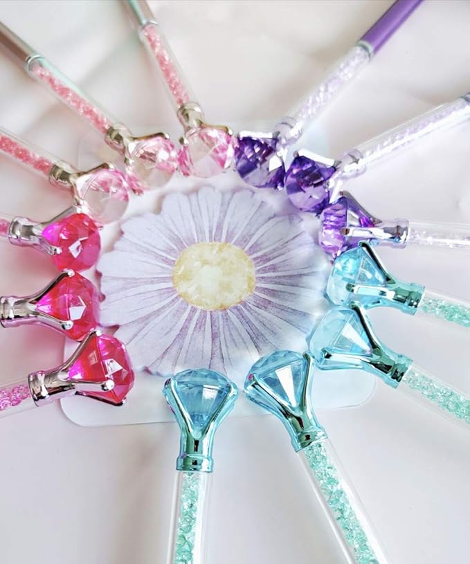 Diamond Pens Pack of 4 Cute Ballpoint Pens Retractable Ballpoint Pen gem pens Rhinestones Crystal Bling Plated Metal Color Blue Gel Ink Office Supplies Gifts for Women (4 pens)…