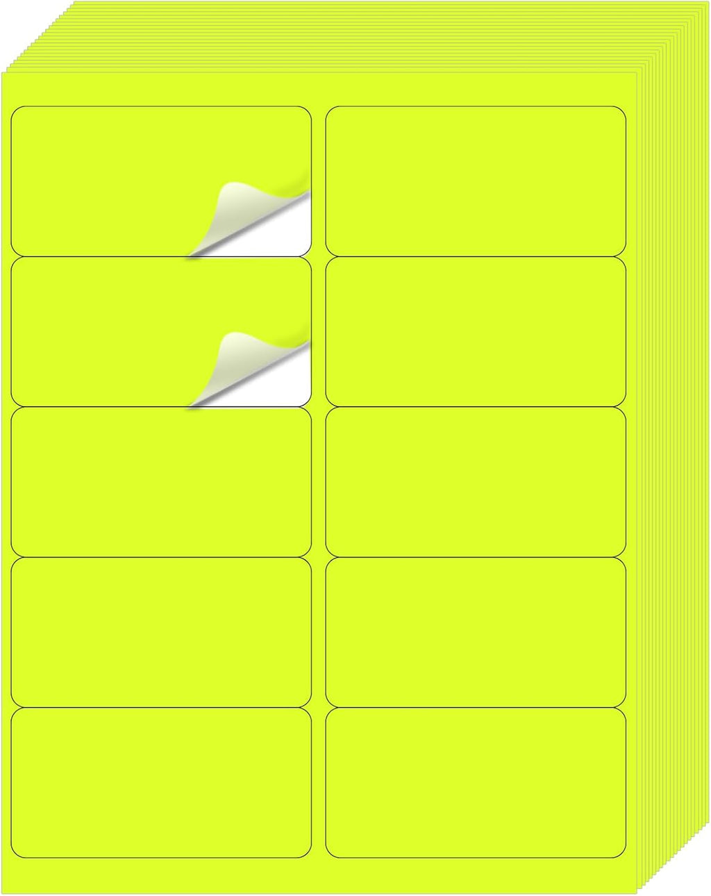 STARLIBOO Shipping Labels Stickers, 2"×4" Printable Fluorescent Mailing Labels for Laser/Inkjet Printing- Matte, Permanent Adhesive Stickers (20 Sheets, Fluorescent Yellow)