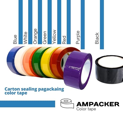 Heavy Duty Packaging Color Tape for Shipping,Packing and Moving 3" Wide x 2.0 Mil Thick -110 Yrd Roll -Acrylic Adhesive Tape for Box Sealing. (4 Rolls, Orange, 3" Wide x 110 yds)
