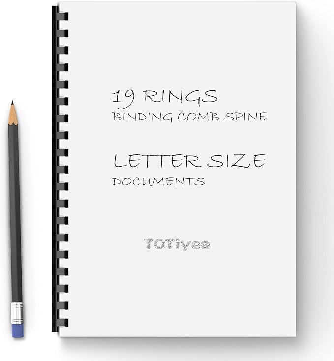 TOTiyea 50 Pack 19 Ring Plastic Binding Combs, 2 Inch Diameter, 450 Sheet Capacity, Letter Size, Black Comb Binding Spines