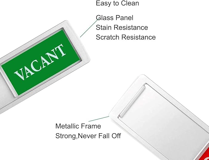 Privacy Sign, Premium Vacant Occupied Sign for Home Office Restroom Conference Hotles Hospital, Slider Door Indicator Tells Whether Room Vacant or Occupied, 7'' x 2'' - Silver