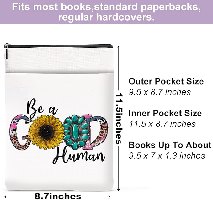 Inspirational Western Faith Christian Gifts Book Sleeve Book Cover Religious Cowgirl Accessories for Women Pastor BFF Friendship Christmas Birthday Book Lovers Gifts Book Protector with Zipper