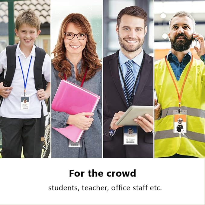 6 Pack Neck Lanyard with ID Badge Holder, Office Strap Lanyards, Stainless Metal Swivel Hook for Name Tag, Badge Holders, Keychains, Card, Rosy