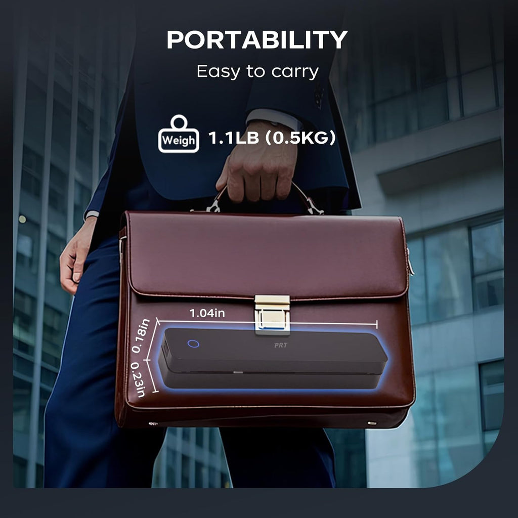 PRT Thermal Portable Printer Wireless for Travel, Inkless Bluetooth Support 8.5"x11" US Letter, A4, Compatible with iOS, Android, Laptop, Mobile Printer for Office, Vehicle, Home Use