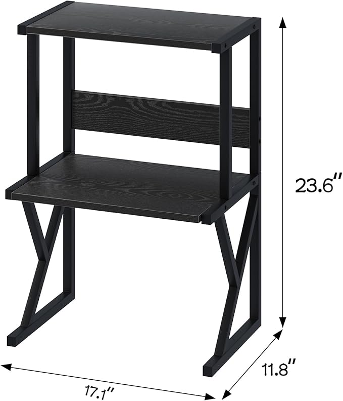 aboxoo Desktop Printer Stand with 3 Tier Wood Storage Shelves,Under Desk Printer Table,Multi-Purpose Home Office Desk Organizer for Fax Machine, Scanner (Black)