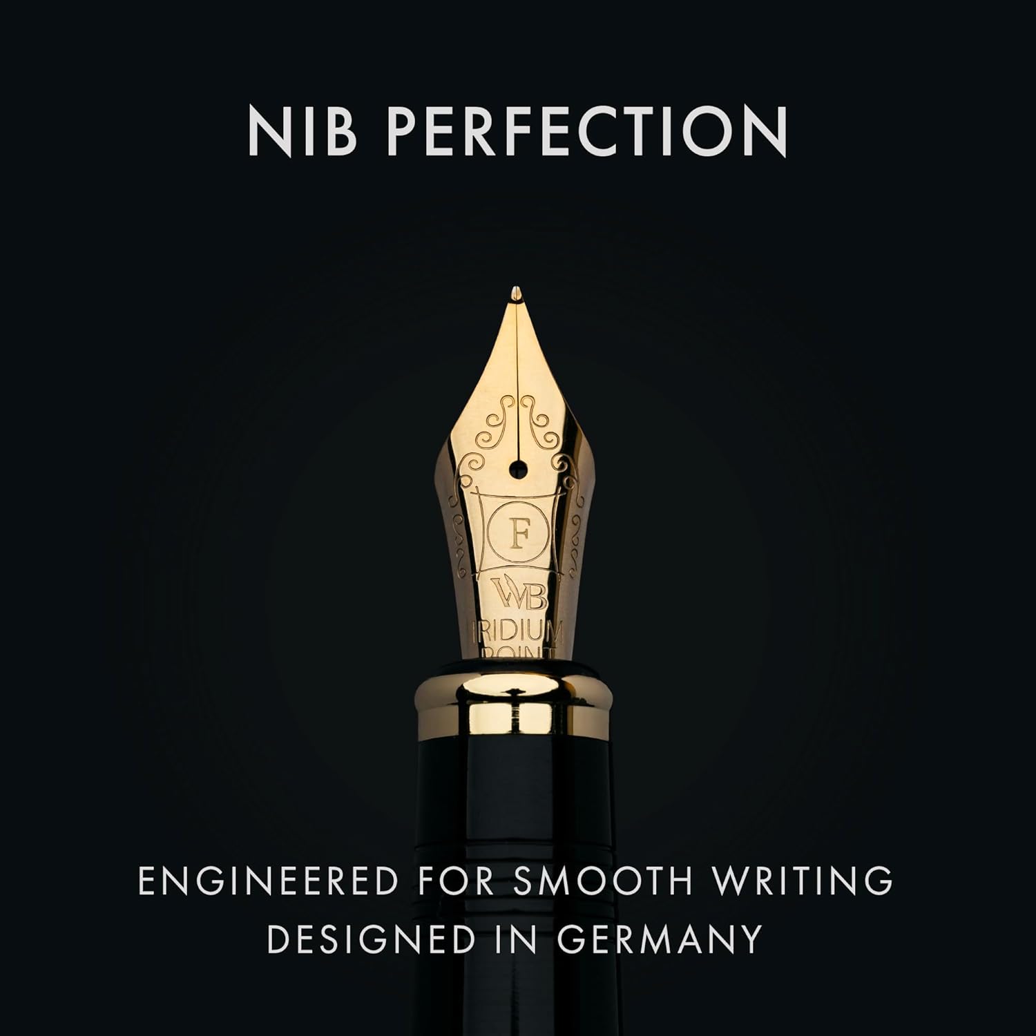 Wordsworth & Black Primori Fountain Pen Set [Gunmetal Gold]; Fine Nib, Gift Case, 24 Ink Cartridges, Refill Converter, Manual; Journaling, Calligraphy, Smooth Writing Pens; Left and Right Handed