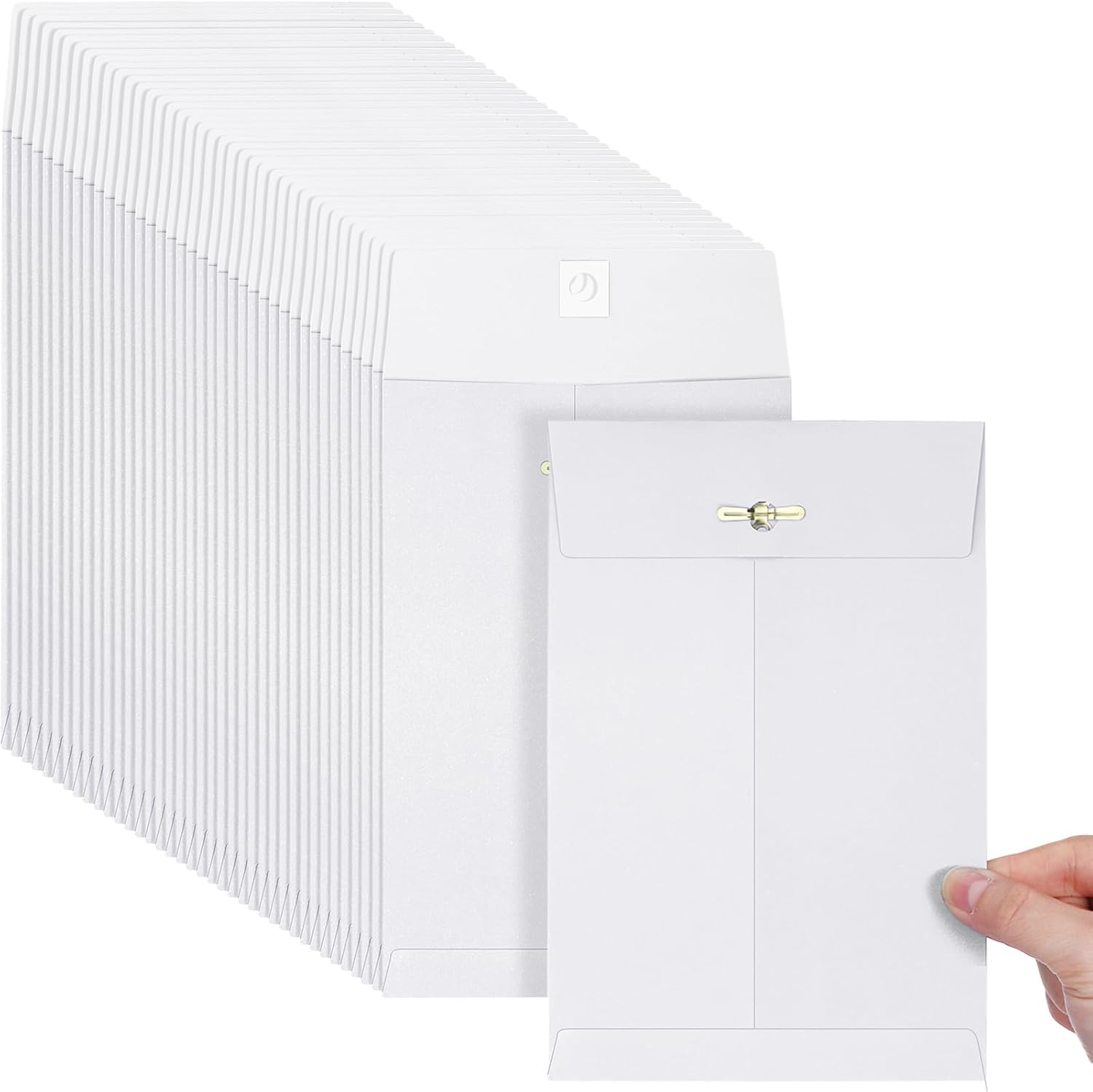 Teling 50 Pcs 5 x 7.5 Manilla Envelopes Clasp Kraft Catalog with Closure for Storing Mailing 28 lb Kraft Envelope Paper for Office Document School Business Home(White)