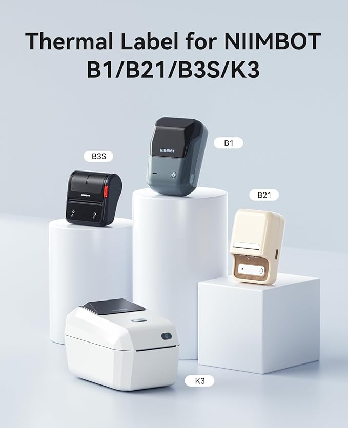 3 Rolls Labels for NIIMBOT B1 B21 B3S K3 Label Maker, 2'' x 3.15'' (50x80mm) Printer Labels, Food Labels for Jars, Personalized Editable Labels for Home/School/Office