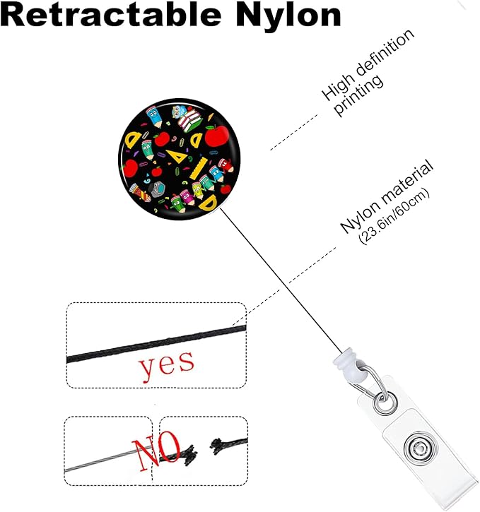 Teacher Badge Reels Holder Retractable with ID Clip for Nurse Name Tag Card Nursing for Doctor Teacher Student Employee Office Medical Work