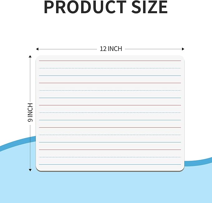 12PCS Dry Erase Boards,9"x12" Double Sided Small Whiteboards with Lines,Students,Education Teacher Classroom,Mini Portable Drawing Learning Lapboards with Colors Pens and Erasers.