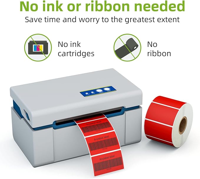 2.25" x 1.25" Red Direct Thermal Labels, Replacement for Self-Adhesive Address Shipping Barcode Thermal Stickers, Compatible with Rollo & Zebra Thermal Label Printer(1 Roll, 1000 Labels)