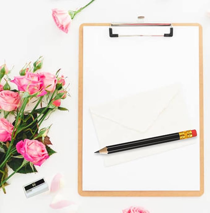 Adhere 25pcs Half Pencils Golf Pencils with Eraser Pre-sharpened Hexagon Woodcase Pencils Graphite 2B including a Sharpener for Golf Event Scoring,Classroom,Wedding,Pew, Pocket (Black)