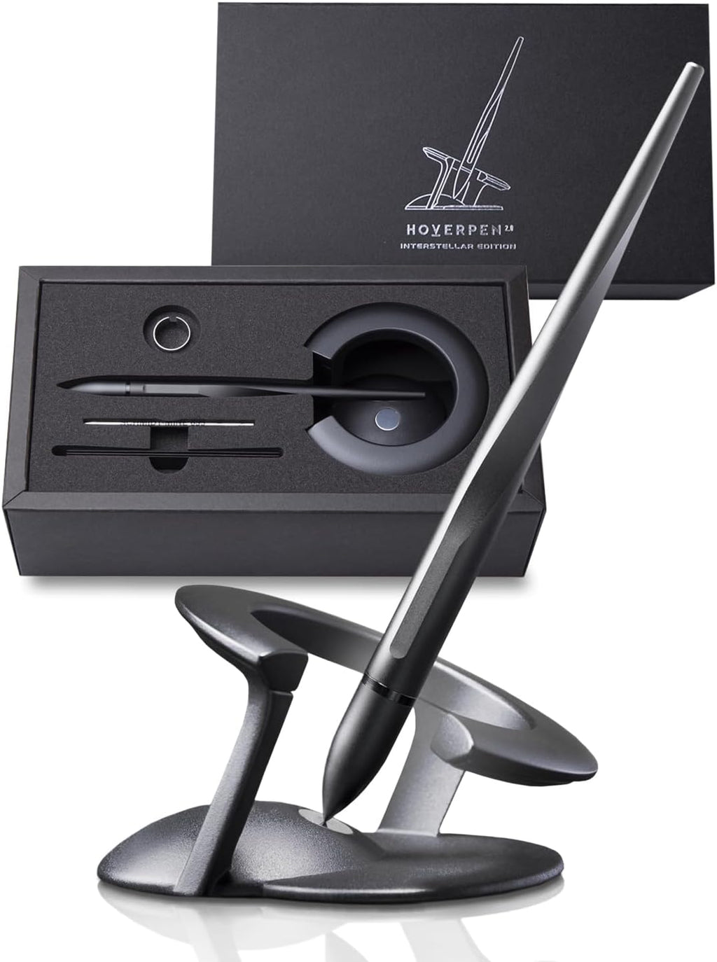 novium Hoverpen Interstellar - Space Black, Ballpoint Pen, Unique Conversational Starter, Premium Futuristic Design, Precision Flow Ink, Schmidt Ballpoint Cartridges