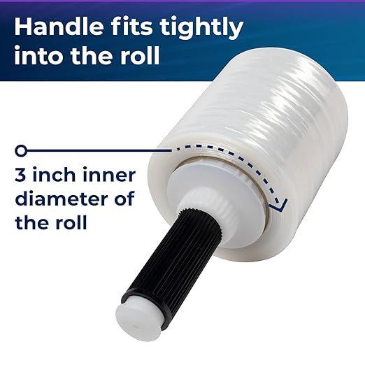 IDL Packaging 5" x 1000' Stretch Wrap Mini Roll of 80 Gauge (6 Rolls) with Plastic Handle - Extra Sticky Clear Plastic Wrap Film - Great for Moving and Office Needs - Self-Adhesive Wrap Packaging