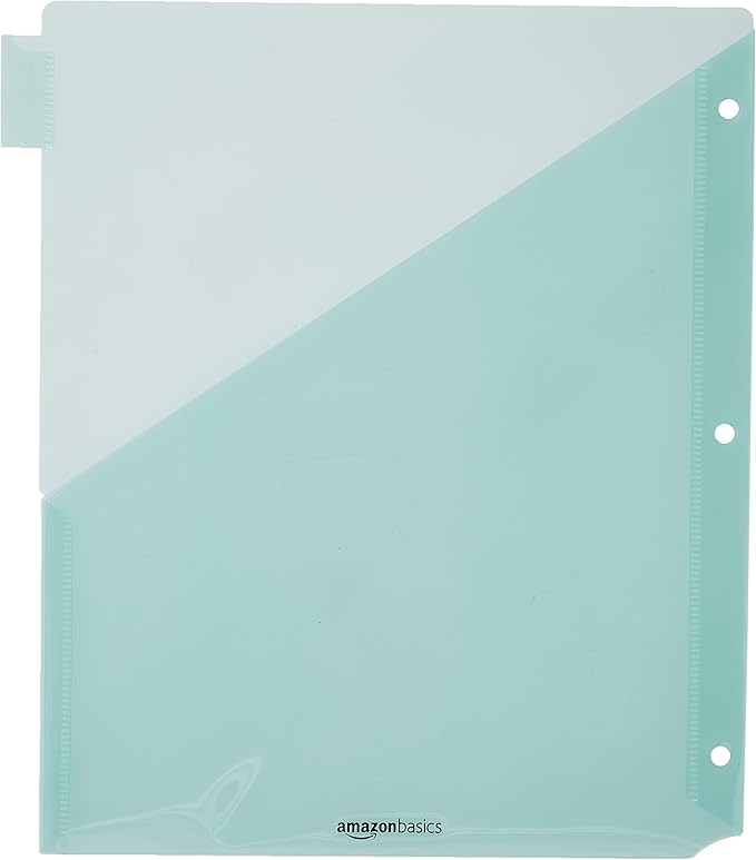 Amazon Basics Tab Dividers for 3 Ring Binder, Two Pocket, Letter Size, Assorted Colors, 24 Count