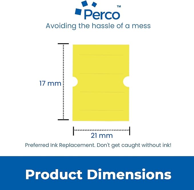 Perco 2 Line Yellow Labels - 8 Rolls, 1 Sleeve, 6,000 Blank Price and Date Gun Labels for Perco 2 Line Price and Date Guns - Made in USA
