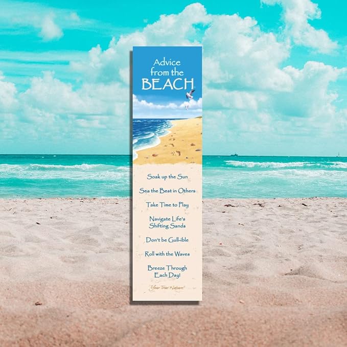 Advice from Nature 3 Bookmark Coastal Set, Laminated with Glossy Finish, Printed on Recycled Paper - Ocean, Lighthouse, Beach (AMBM-Coastal)