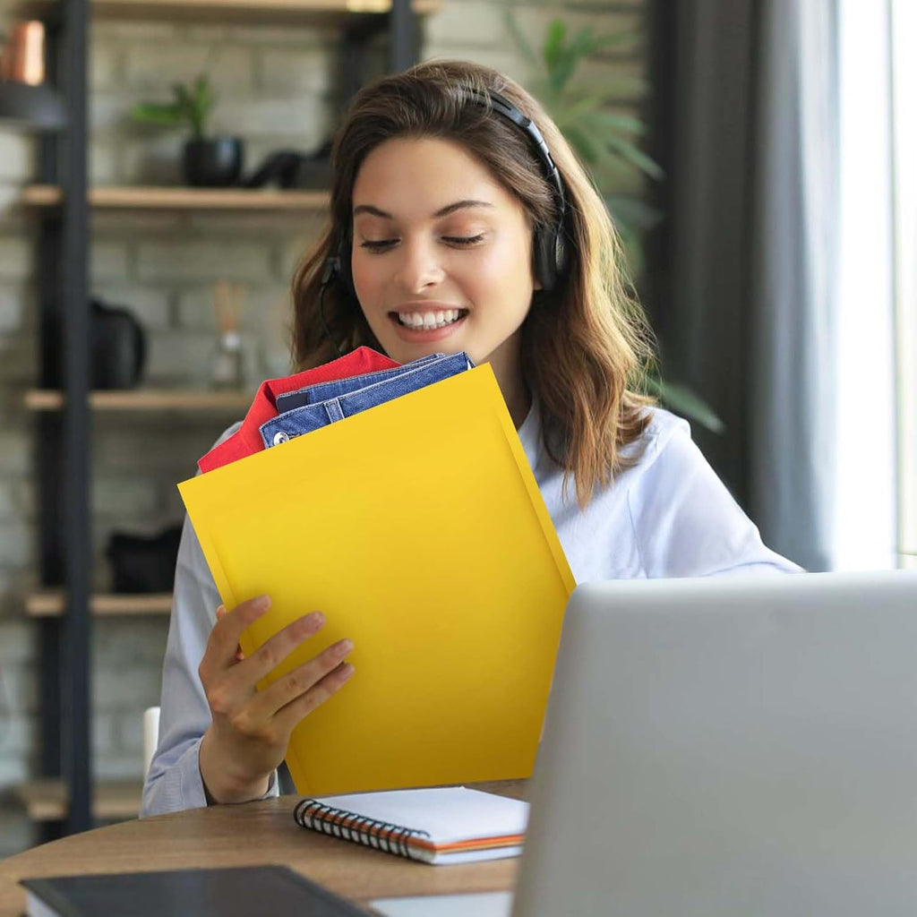 packbabol Kraft bubble mailers 10.5x15 Inch 50 Pack,Self-Sealing Paper Envelopes for Packaging,Strong Adhesion Envelope Mailers, Waterproof Cushioned Padded Shipping Bags Yellow #5