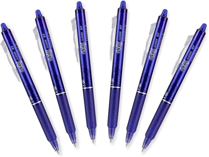 Pilot FriXion Ball 0.7mm Erasable Gel Pens, Fine Point, Blue Ink, Pack Of 6