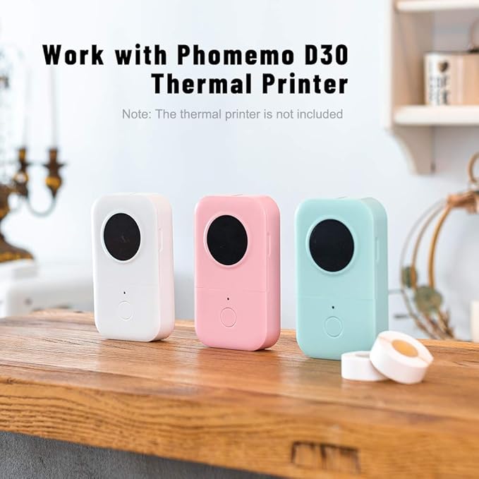 Phomemo D30 Label Tape, for D30 D35 Q30 Q30S Q31 Label Maker, Black on Transparent Clear Sticker Thermal Paper Self-Adhesive Label Maker Tape, 14mm x 30mm (0.55 x 1.18 Inch) 210 Labels/Roll, 3-Roll