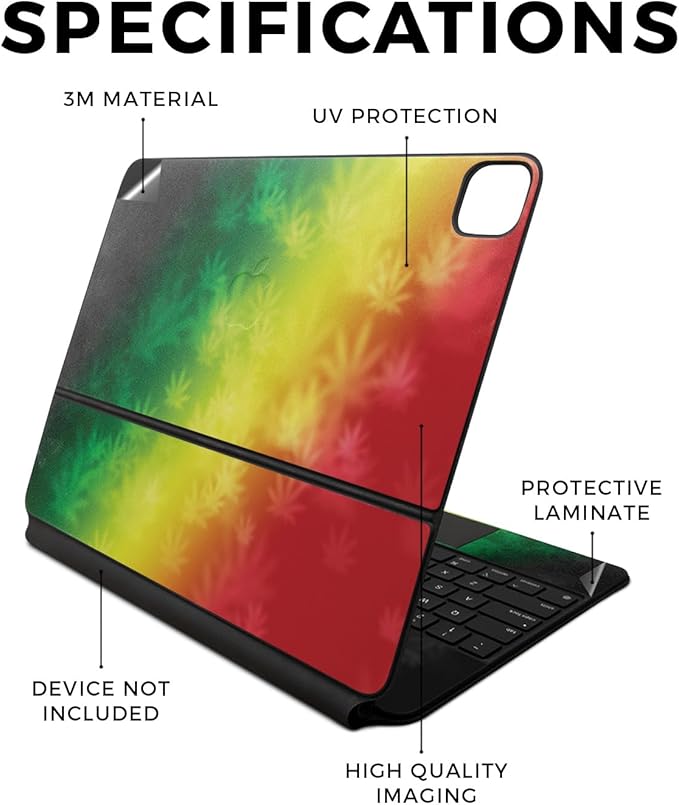 Skin Compatible with Apple Magic Keyboard for iPad Air 13-inch (M2) 2024 - Rasta Rainbow - Premium 3M Vinyl Protective Wrap Decal Cover - Easy to Apply | Crafted in The USA by MightySkins