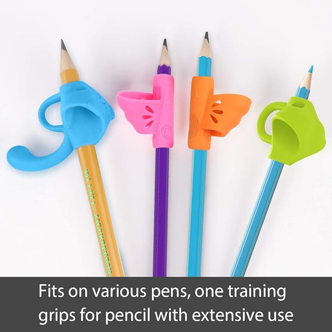 Firesara Left-Handed Training Grips, Original Breakthrough Assorted Writing Aid Grip for Kids Handwriting Special Needs Preschoolers Children Adult Lefties Assorted Colors (4PCS)