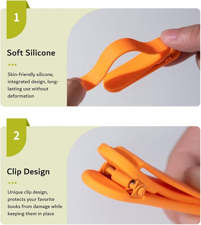 3pcs Silicone Automatic Bookmarks, Book Marks Gifts for Reading Women, Men, Kids, Book Lovers, Readers, Unique Cute Book Accessories, Stay in Place and Follow as You Read