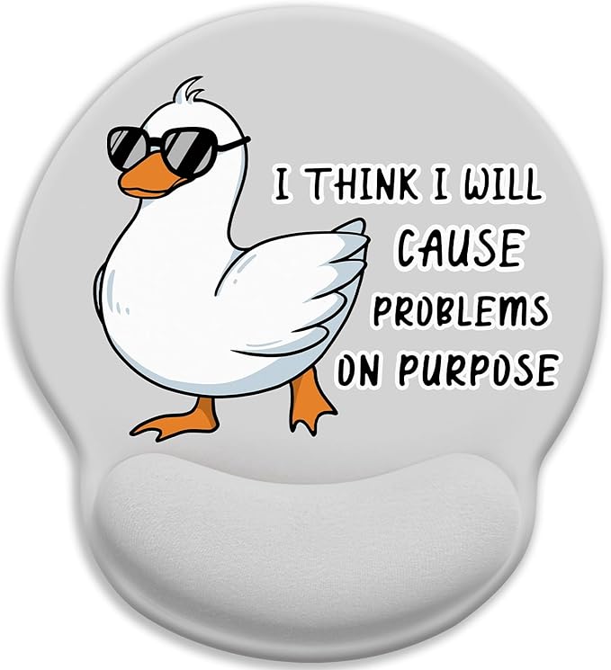 Funny Duck Ergonomic Mouse Pad with Wrist Rest, Mouse Pads for Desk, Gaming Mouse Pad Wrist Support, Cute Mousepad with Non-Slip Pain Relief PU Base, Cute Home Office Desk Accessories Decor